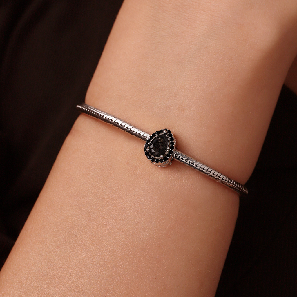 ブラックヘアクォーツ インレイ 刻印可能チャーム image number 5