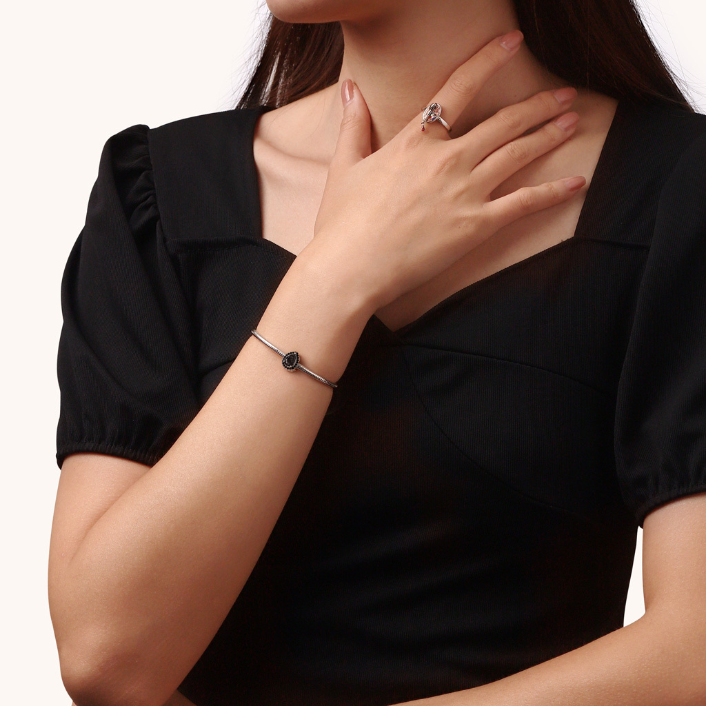 ブラックヘアクォーツ インレイ 刻印可能チャーム image number 4