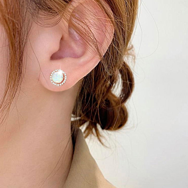 オパールラウンドスタッドピアス image number 2