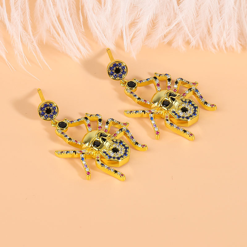 Spider Skull Earrings image number 1