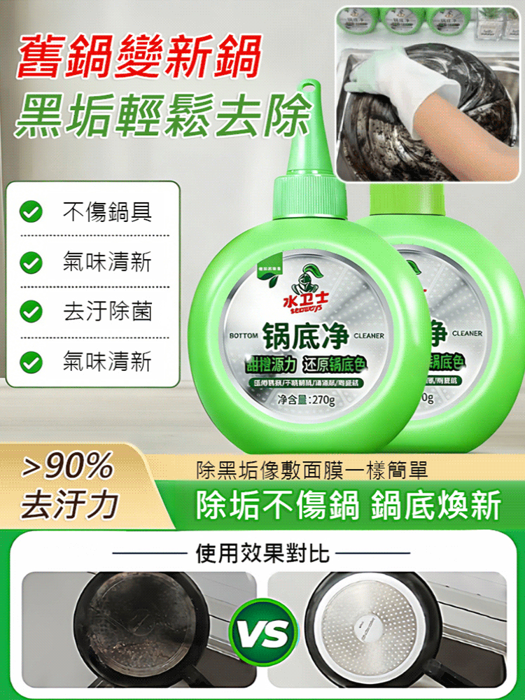 【10年舊鍋子變新鍋】🔥黑垢秒化水鍋底淨