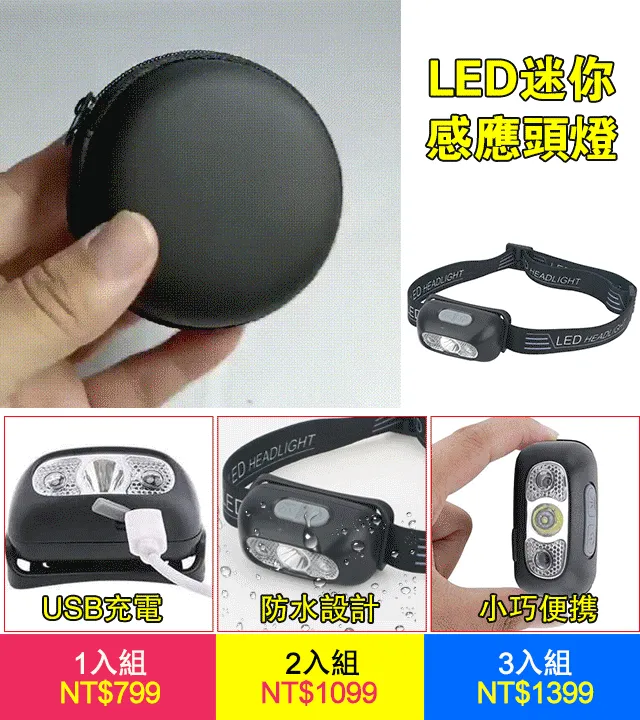 迷你led防水揮手感應頭燈