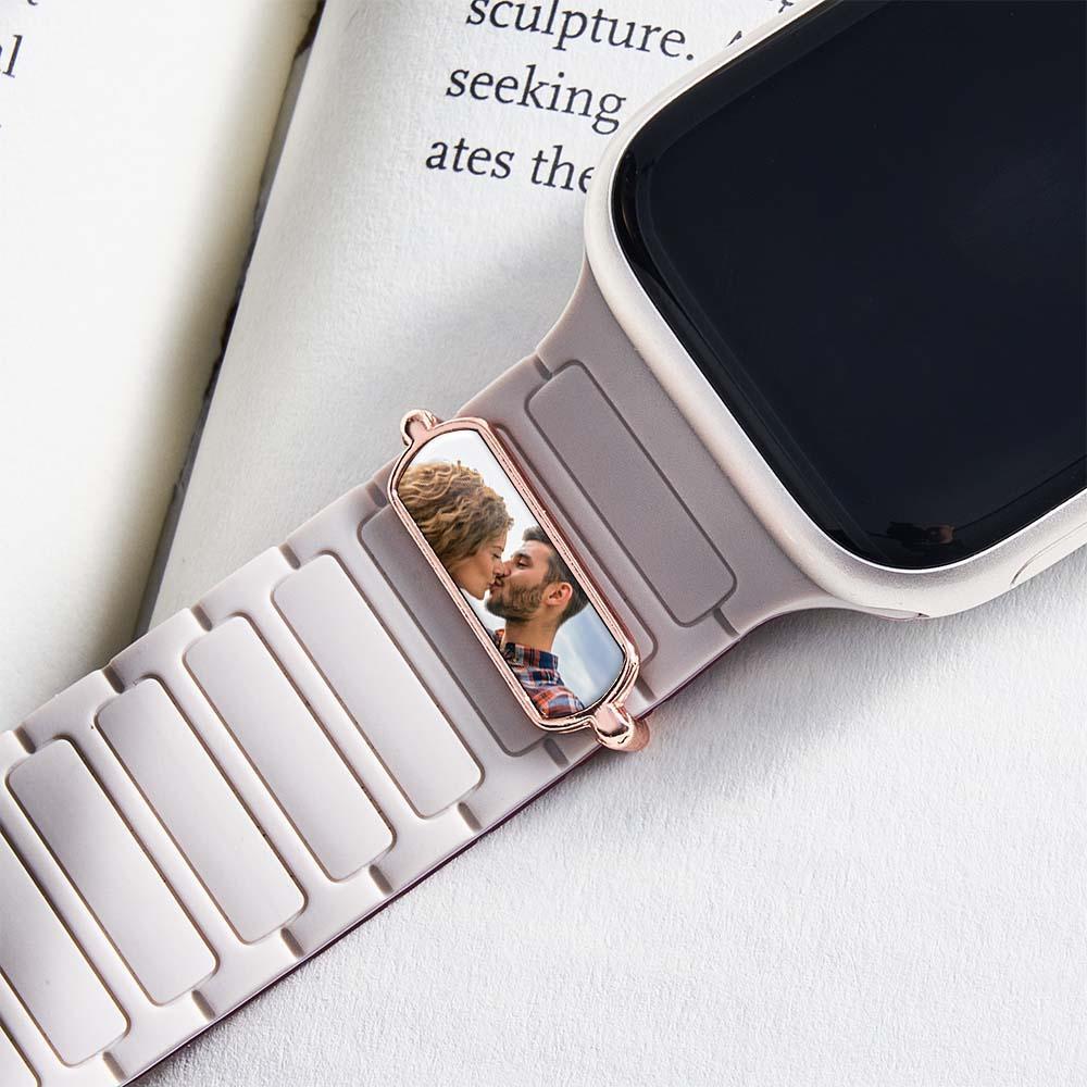 Custom Photo Engraved Watch Strap Charm - Personalized Smartwatch Beaded Accessory