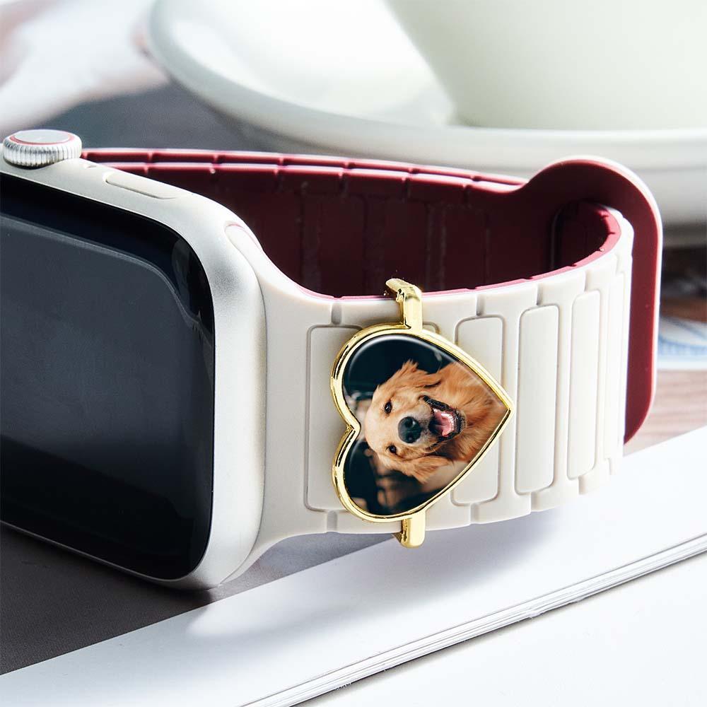Custom Photo Engraved Watch Strap Charm - Personalized Smartwatch Beaded Accessory