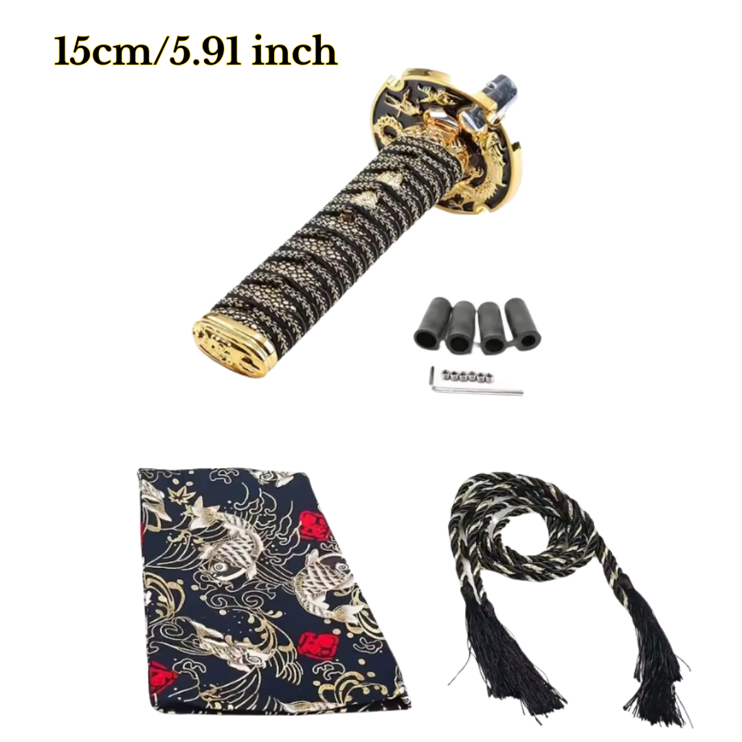 Japanese Samurai Sword Car Gear Shift Knob – Universal Katana Shifter Lever with 4 Adapters for Manual Transmission Cars - CustWitAU