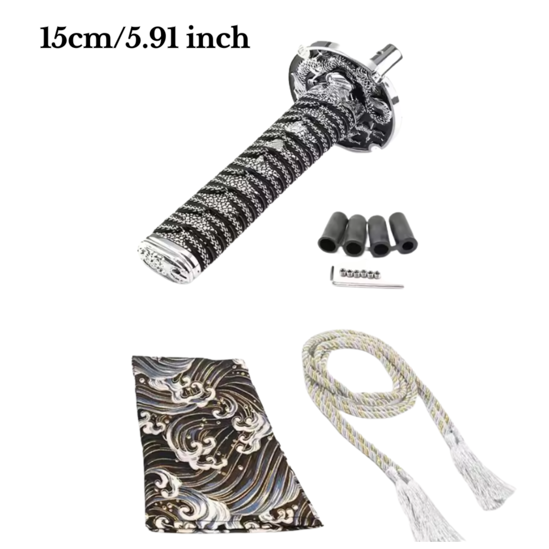 Japanese Samurai Sword Car Gear Shift Knob – Universal Katana Shifter Lever with 4 Adapters for Manual Transmission Cars - CustWitAU
