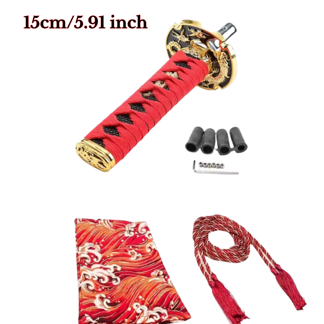 Japanese Samurai Sword Car Gear Shift Knob – Universal Katana Shifter Lever with 4 Adapters for Manual Transmission Cars - CustWitAU