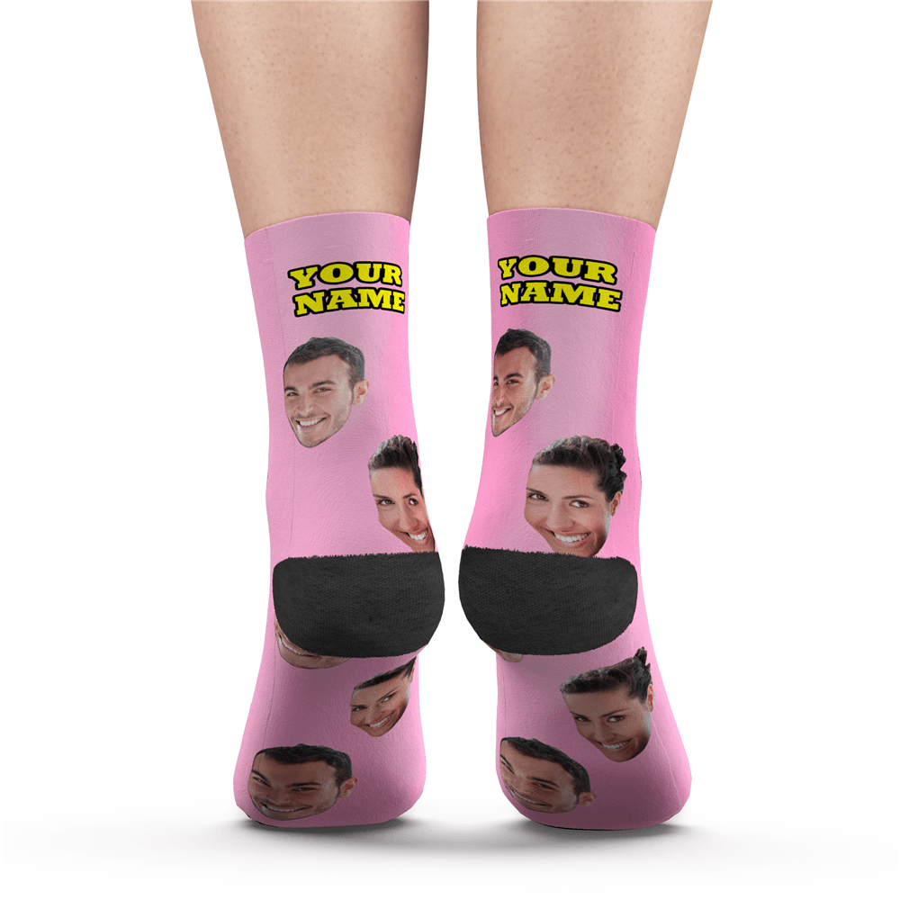 Custom Face Socks With Your Text 3D Preview Colorful Socks Custom Gifts for Him - CustWitAU