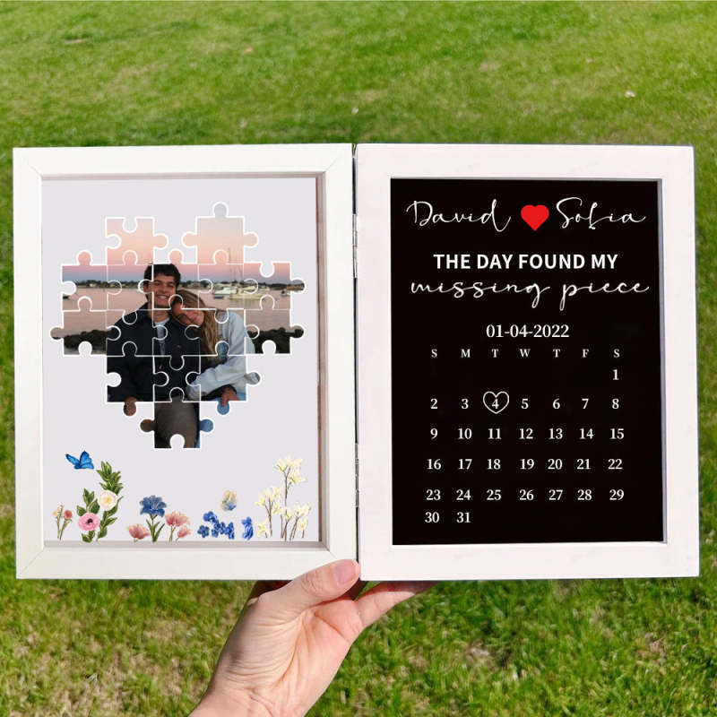 Custom Couple Photo Frame Missing Piece Puzzle Design Romantic Gift Idea