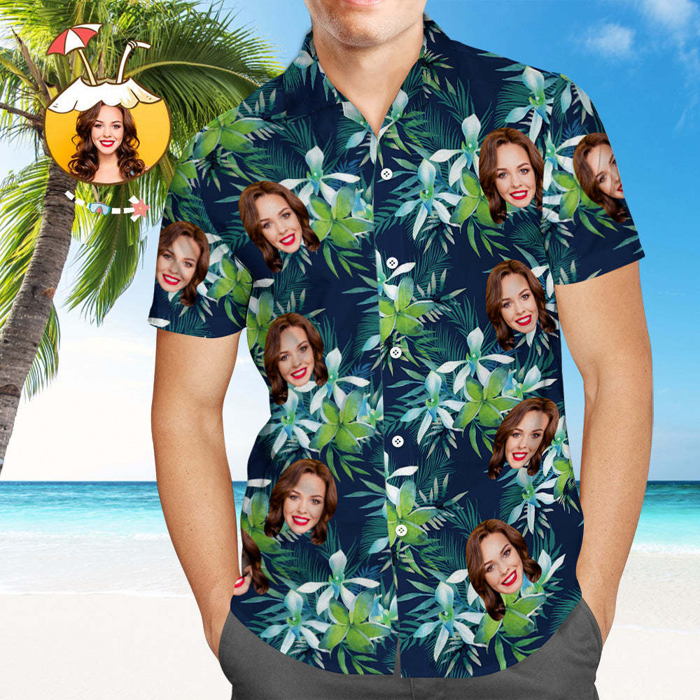 Custom Face All Over Print Tropical Style Hawaiian Shirt - CustWitAU