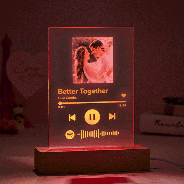 Spotify Art Glass Album Cover Custom Music Plaque Anniversary Gift For Boyfriend - CustWitAU