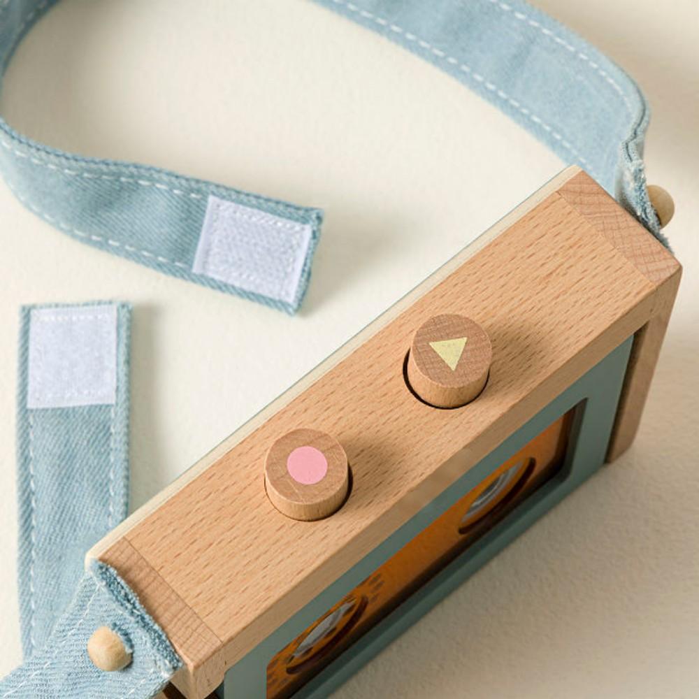 Wooden Mini Tape Recorder for Kids – Portable & Eco-Friendly Music Player with Denim Strap