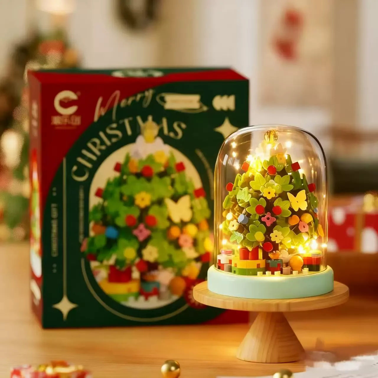 Christmas Tree Santa Building Blocks DIY Holiday Dome Cover Brick Set