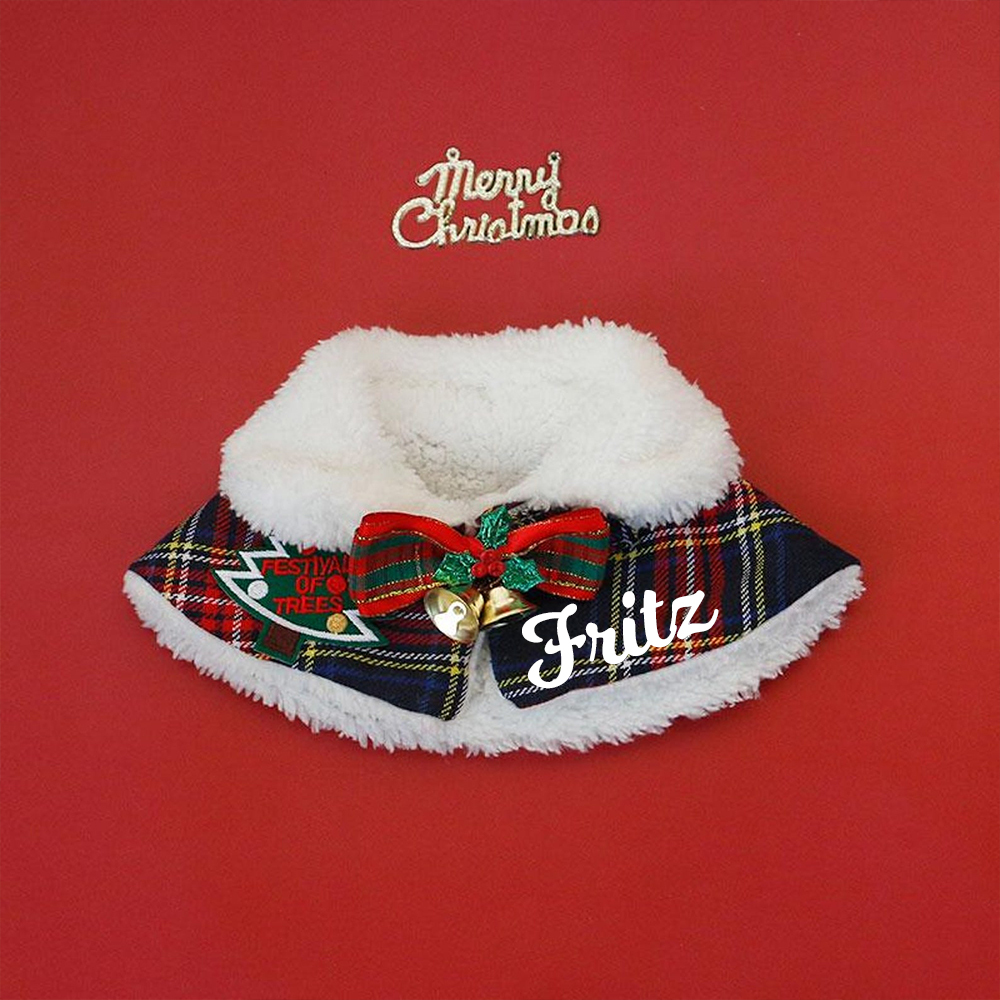 Custom Name Pet Scarf With Plush Collar, Pet Christmas Capes, Cat And Dog Neck Warmers, Christmas Gift For Pet Lovers