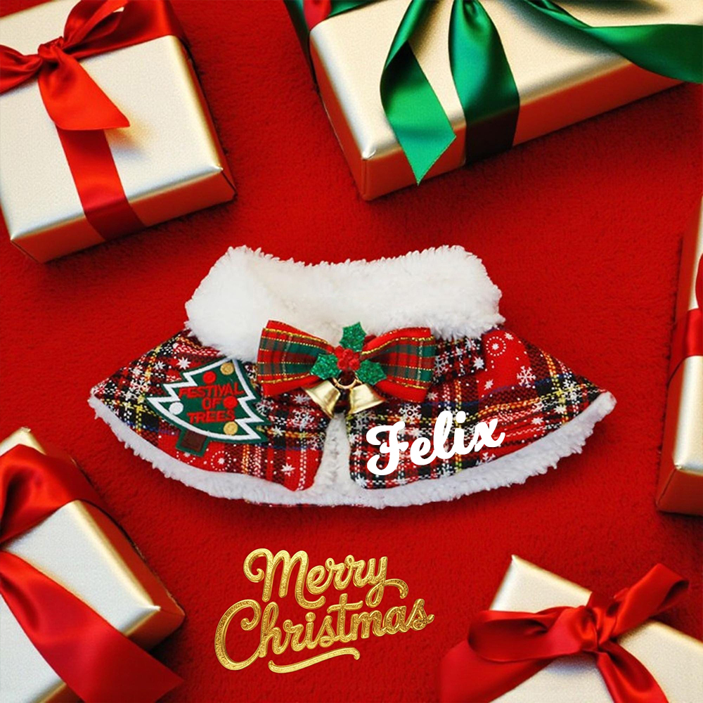 Custom Name Pet Scarf With Plush Collar, Pet Christmas Capes, Cat And Dog Neck Warmers, Christmas Gift For Pet Lovers