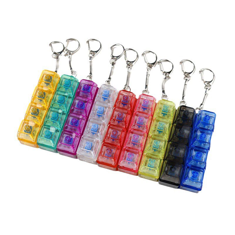 PC Fully Transparent Clicky Switch Tester Keychains– Clear Stress-Relief Press Toy with Crisp Sound