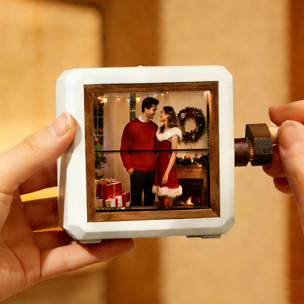 Custom Photo Hand-Crank Flipbook Box Personalized Light-Up Memory Motion Frame for Couples, Families & Special Moments