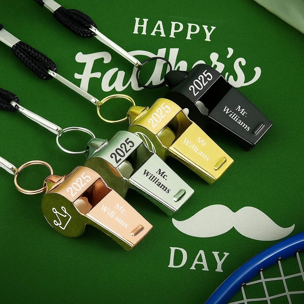 Father's Day Gifts Personalised Whistle with Engraving, Custom Sport Gift for Football Basketball Volleyball Soccer Baseball Coach, Teacher Appreciation Gift
