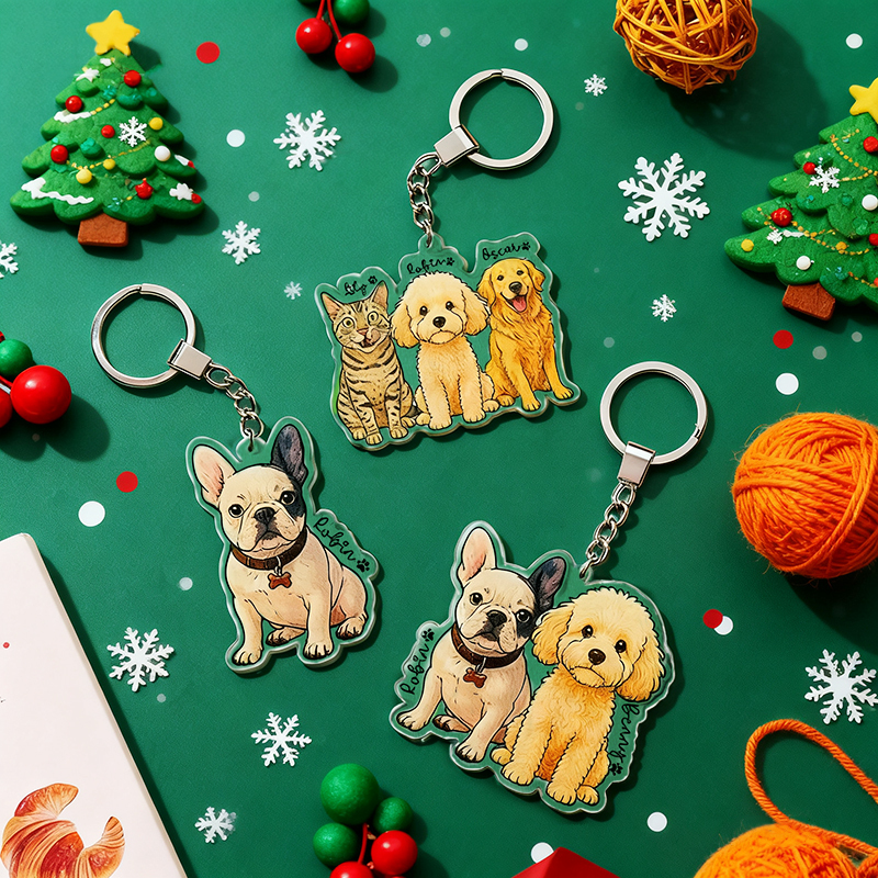 Personalized Pet Lovers Gifts, Custom Pet Photo Keychain, Custom Dog Photo And Name Keychain