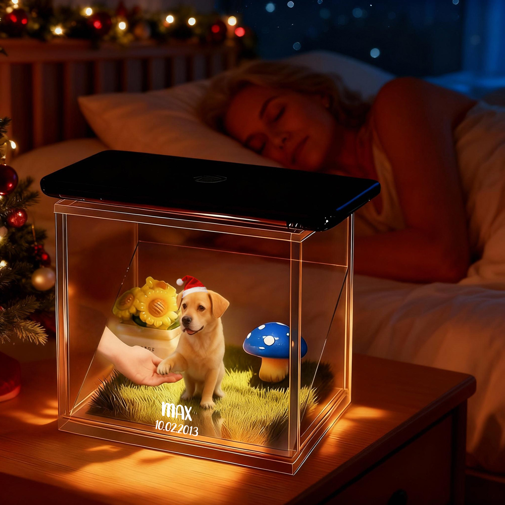 Christmas Pet Holographic Lumina Boxes | Pet Memorial Ornaments | High-Transmittance Holographic Material Image DIY Pet Holographic House
