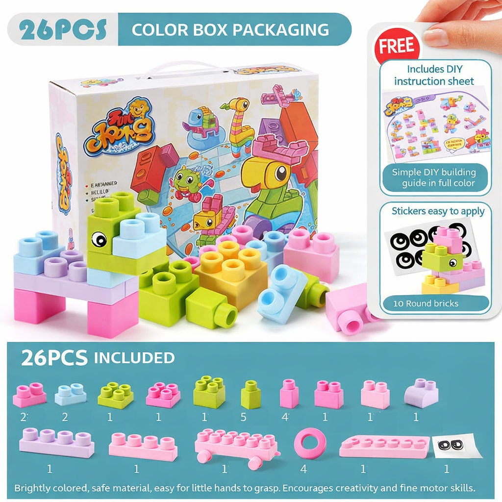 Jelly Building Blocks: 40-Piece Montessori Sensory Building Soft Toy Blocks - CustWitAU
