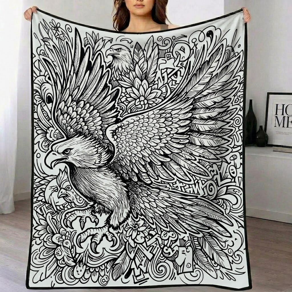 DIY Drawing Blanket (Optional 24-Color Marker Set) Create Your Art Blanket Washable Keepsake Blanket for Kids & Adults - CustWitAU