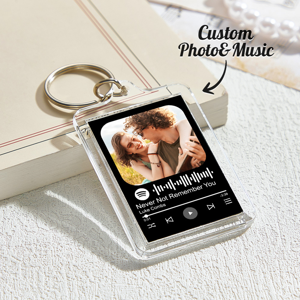Custom Spotify Code Keychain Photo Keychain Acrylic with Pouch - CustWitAU