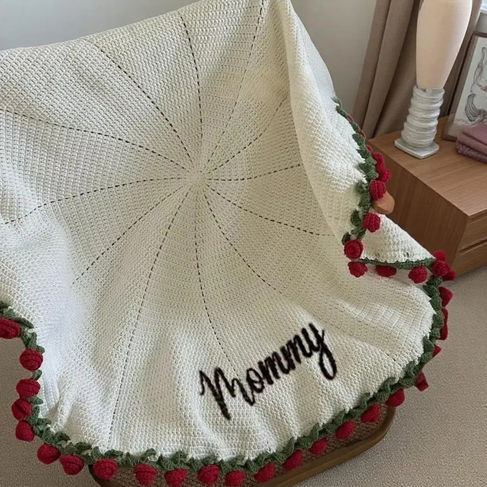 Hand-Knitted Rose Blanket DIY Kit & Ready-Made Gift for Mother's Day Valentine's Day - CustWitAU