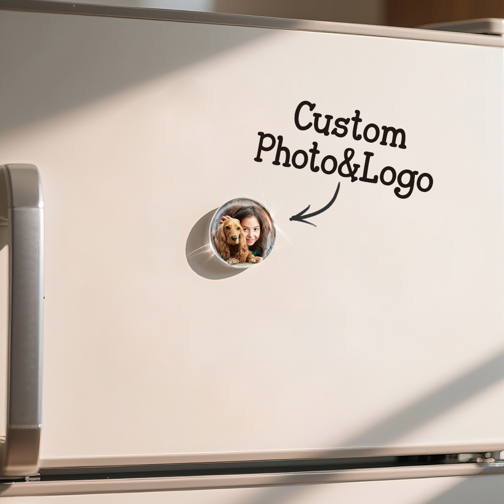 Personalized Glass Photo Magnets Custom Fridge Magnets(5 Round Magnets)