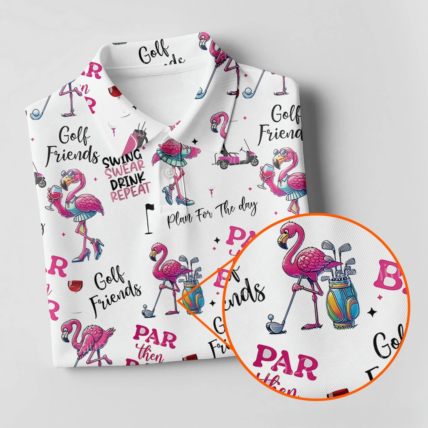 Par Then Bar Flamingo Funny Womens Golf Polo Shirt, Custom Ladies Golf Shirt - CustWitAU