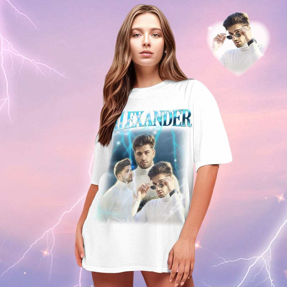 Custom Pet Cat Photo Retro Tee Shirt with Personalized Name Design - CustWitAU