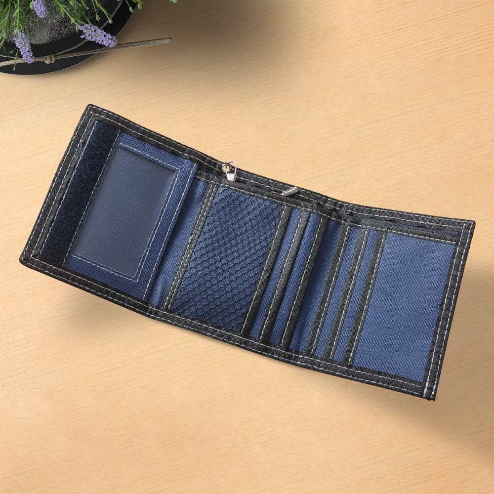 Trifold Nylon Wallet Credit Card Holder Gifts for Lovers Velcro Closure - CustWitAU