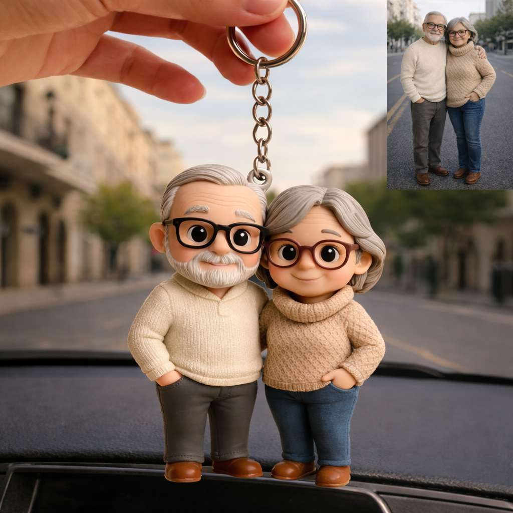Custom 3D Couple Figure Keychain from Photo Personalized Chibi Mini Figure Gift for Anniversary Wedding Birthday Family Lovers
