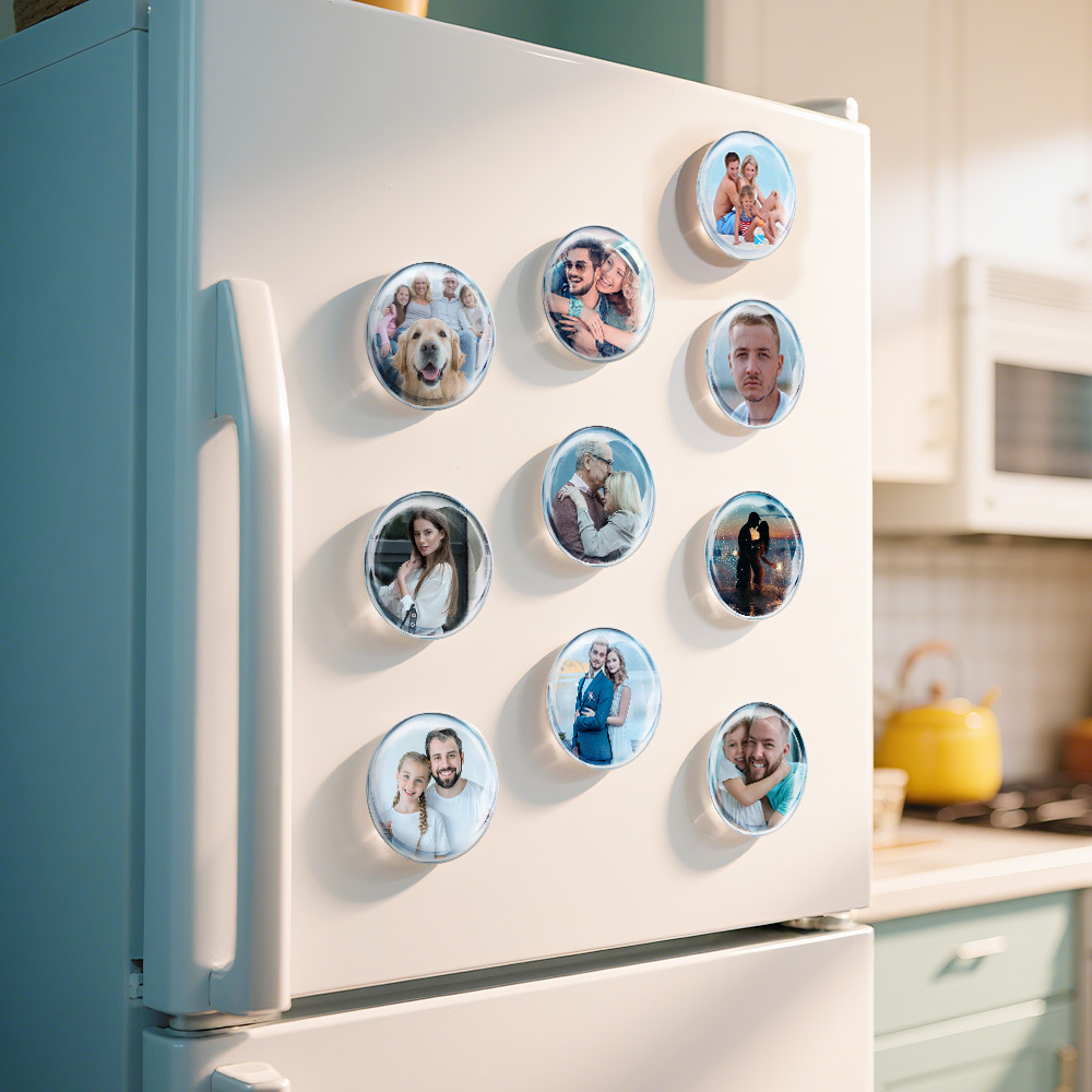 Personalized Round Glass Magnets Custom Photo Fridge Magnets Gift For Family Lovers - CustWitAU