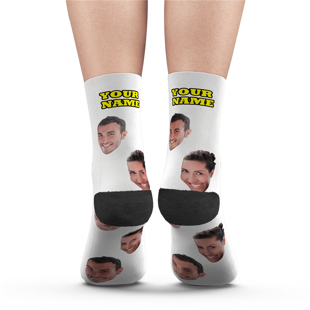 Custom Face Socks With Your Text 3D Preview Colorful Socks Custom Gifts for Him - CustWitAU