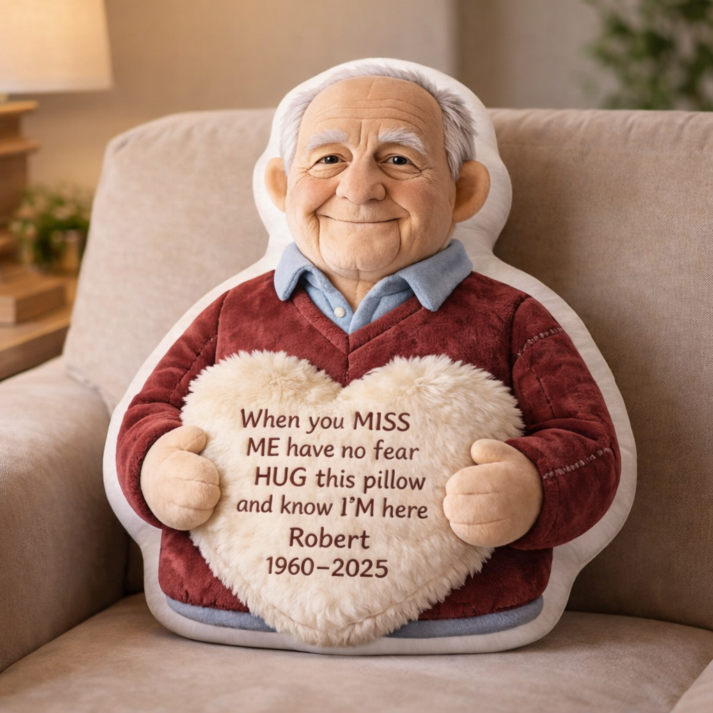 Personalized 3D Effect Memorial Hug Pillow – Custom Photo Pillow with Heart Message, Sympathy Gift for Loss & Remembrance