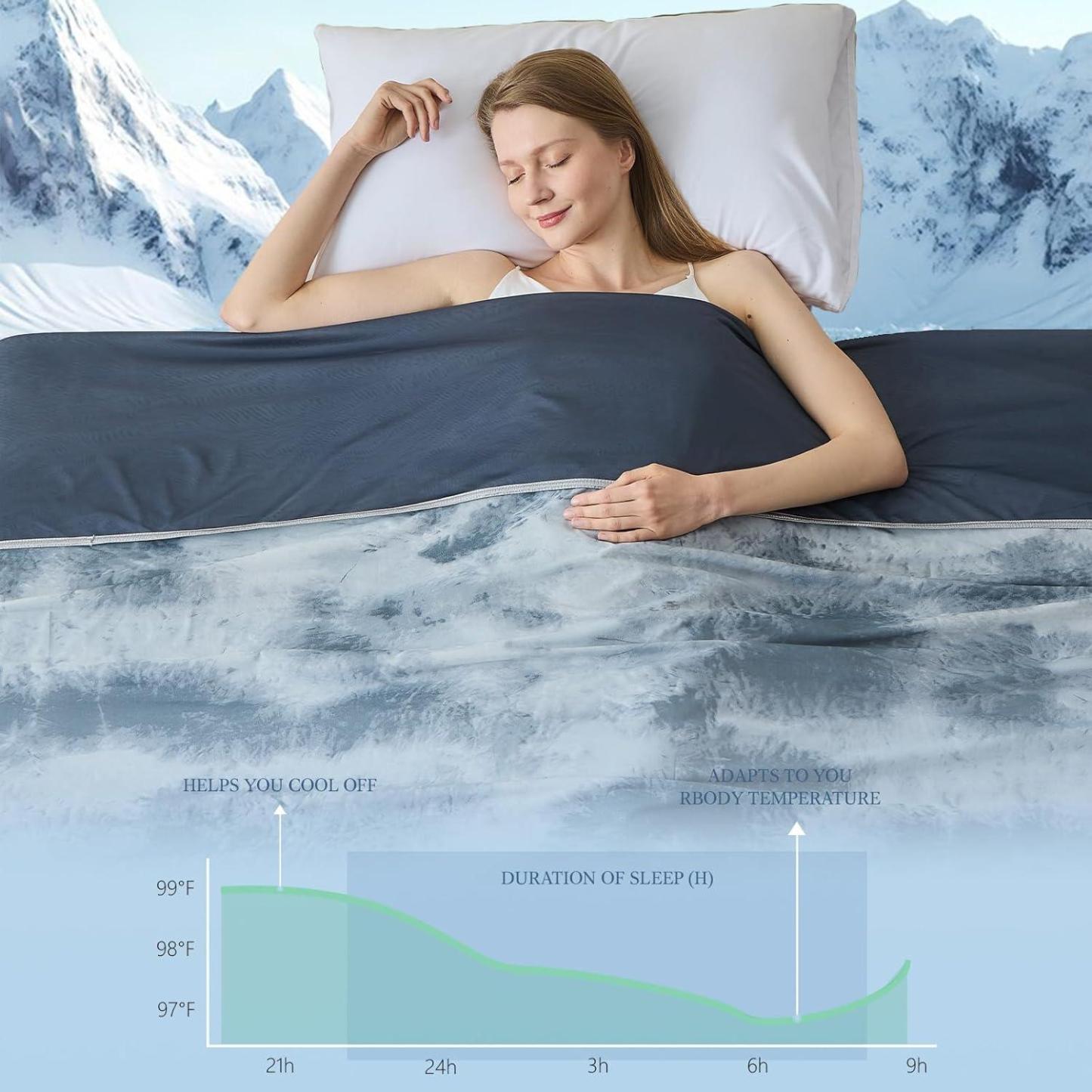 Cooling Blanket Queen Size (90"X90"), Cold Blanket for Hot Sleepers, Ultra-Cool Lightweight & Breathable, Soft Thin for Night Sweats, Bed & Couch - CustWitAU