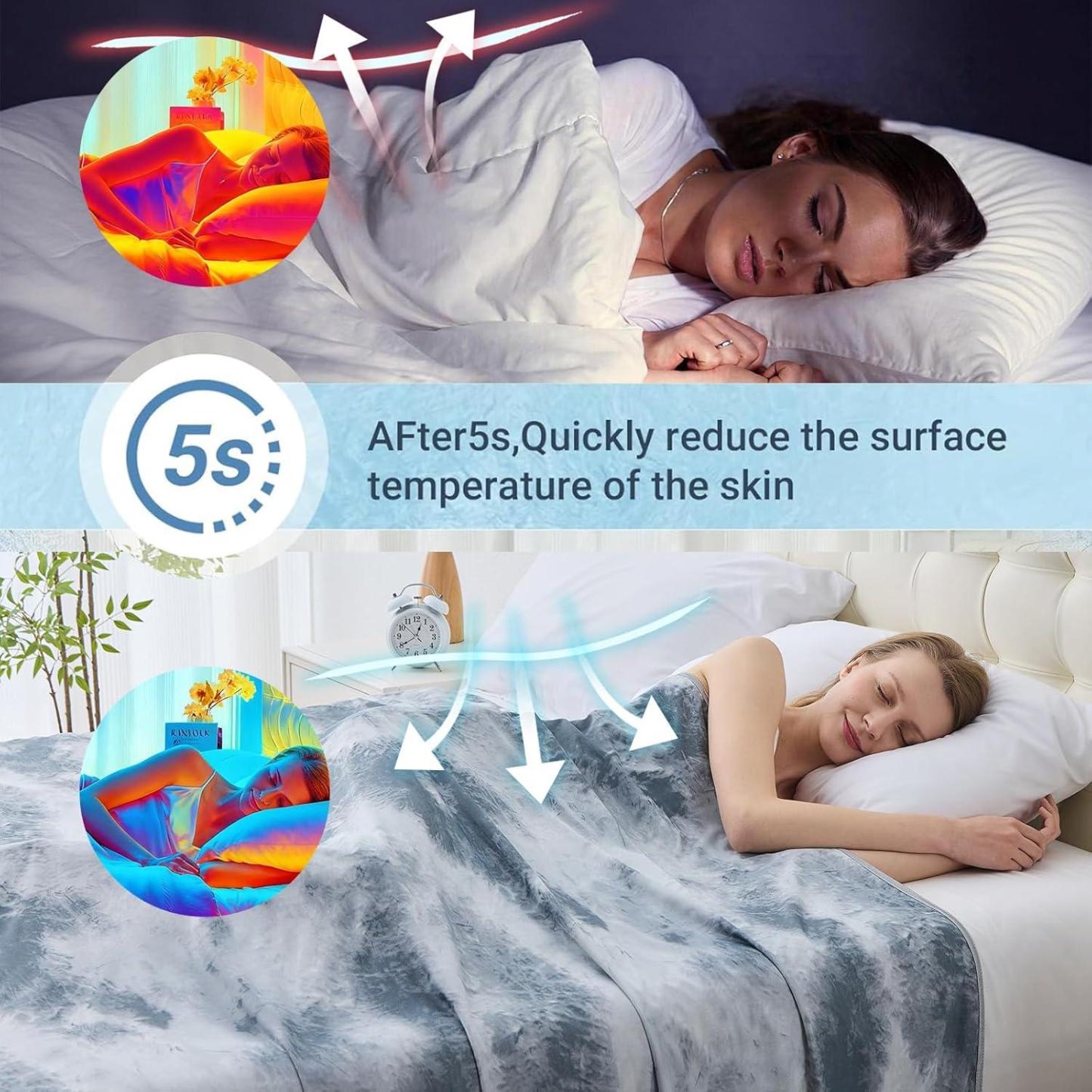 Cooling Blanket Queen Size (90"X90"), Cold Blanket for Hot Sleepers, Ultra-Cool Lightweight & Breathable, Soft Thin for Night Sweats, Bed & Couch - CustWitAU