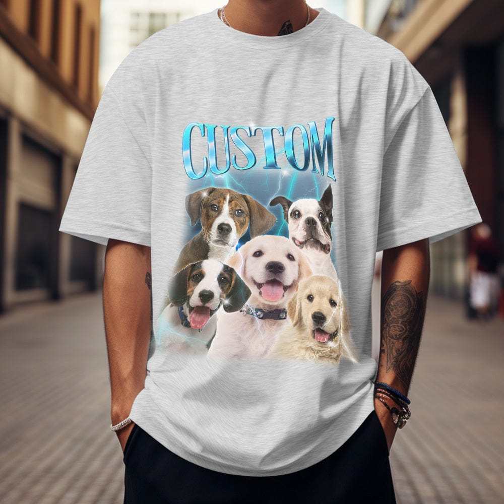 Custom Photo Vintage Tee Personalized Name T-shirt Pet Gifts Dog - CustWitAU