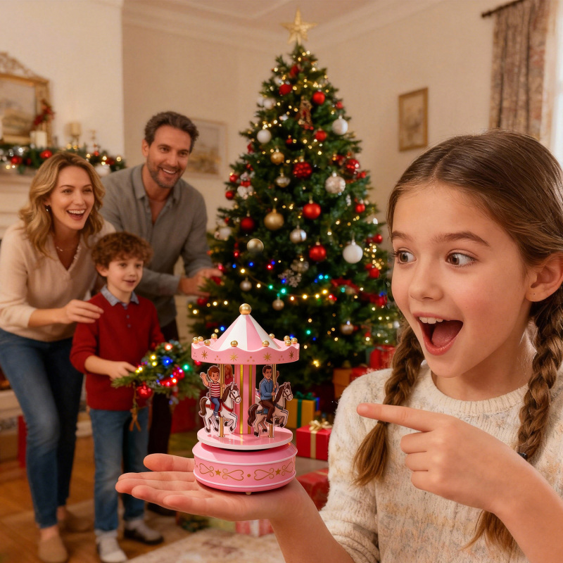 Custom Portrait Carousel Music Box Ornament Family Member Desktop Decoration Gift For Family