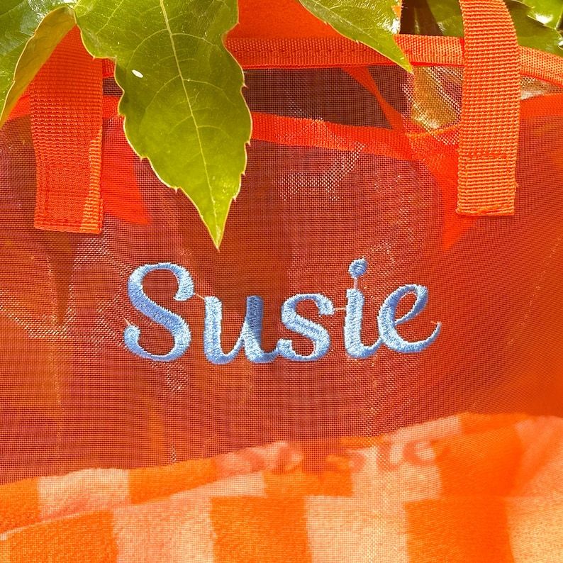 Custom Embroidered Kids Beach Bag, Mesh Fish Beach Tote, Personalized Children's Beach Tote Bag, Kids' Toy Beach Bag, Gift for Kids - CustWitAU