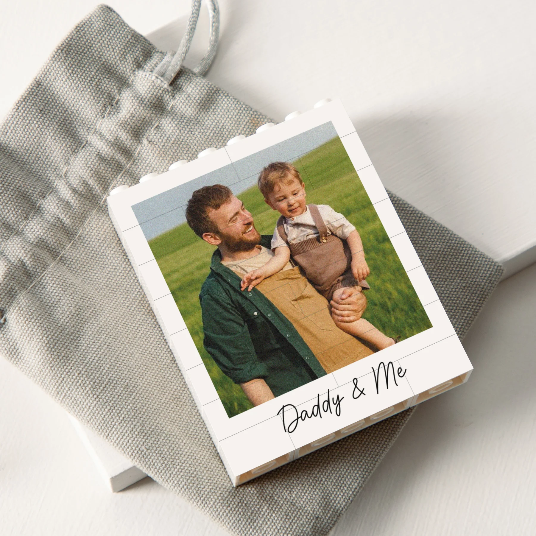 Personalised Dad & Me Father's Day Photo Building Block Keepsake 4 Options Available