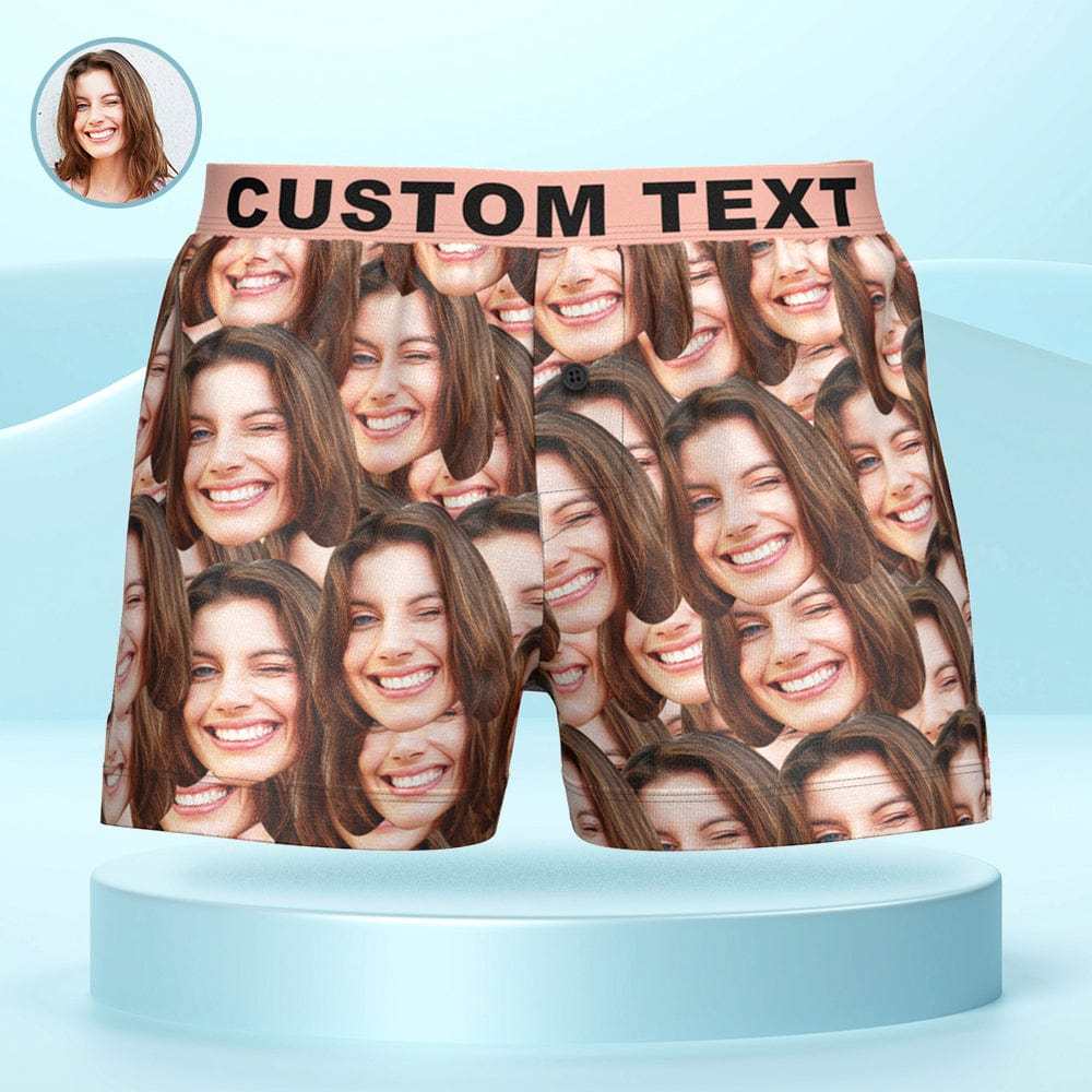 Custom Face Mash Design Boxer Shorts Personalized Waistband Casual Underwear LGBT Gifts for Him - CustWitAU