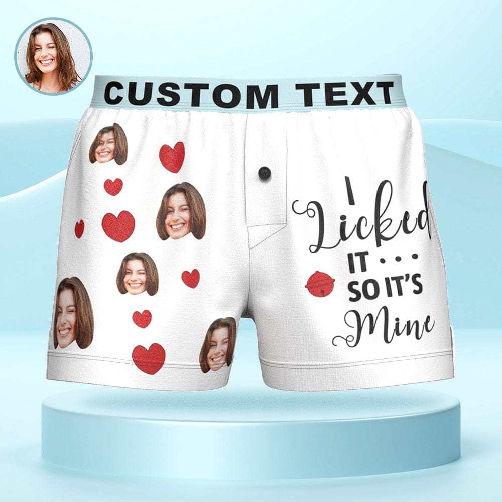 Custom Face Boxer Shorts I LICKED IT Personalized Waistband Casual Underwear for Him - CustWitAU