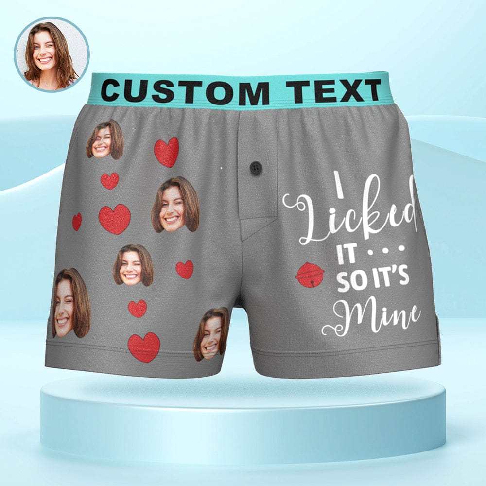 Custom Face Boxer Shorts I LICKED IT Personalized Waistband Casual Underwear for Him - CustWitAU
