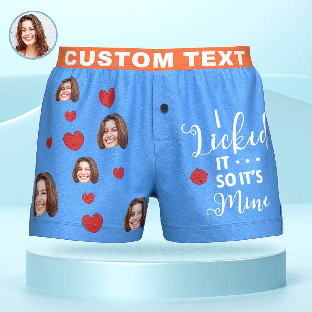 Custom Face Boxer Shorts I LICKED IT Personalized Waistband Casual Underwear for Him - CustWitAU