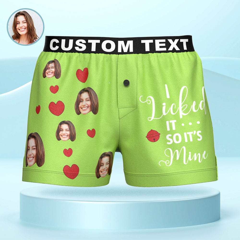 Custom Face Boxer Shorts I LICKED IT Personalized Waistband Casual Underwear for Him - CustWitAU