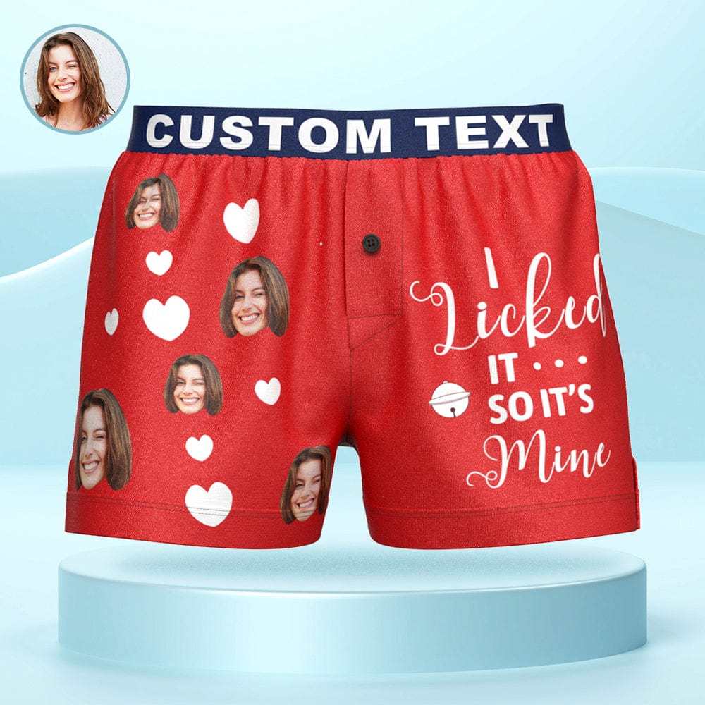 Custom Face Boxer Shorts I LICKED IT Personalized Waistband Casual Underwear for Him - CustWitAU
