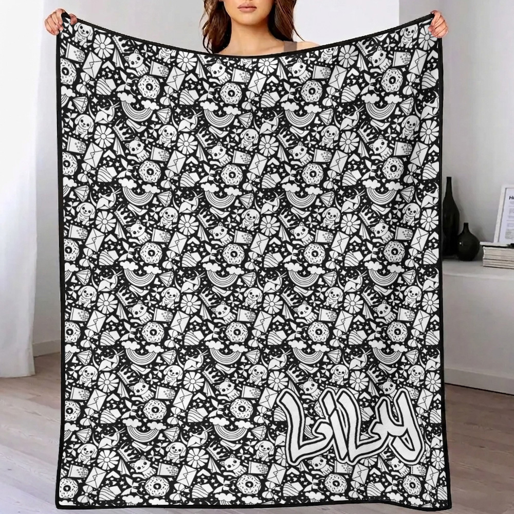 DIY Drawing Blanket (Optional 24-Color Marker Set) Create Your Art Blanket Washable Keepsake Blanket for Kids & Adults - CustWitAU