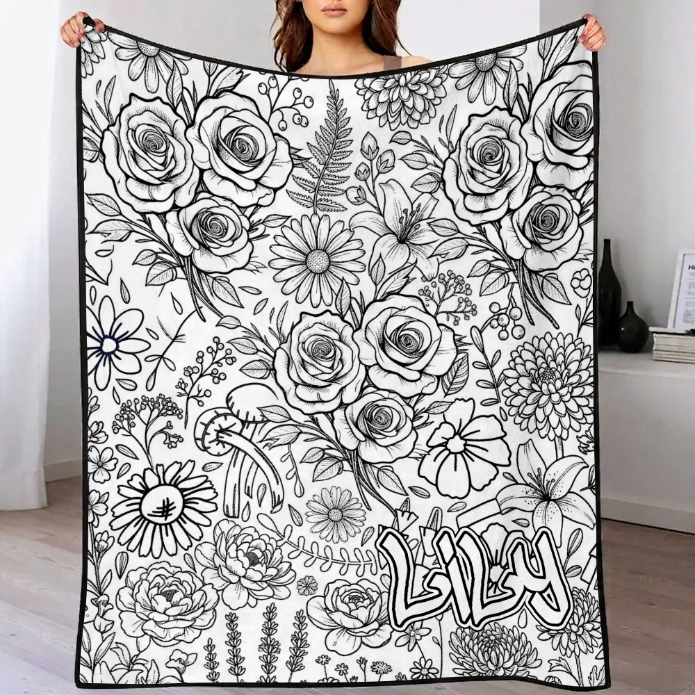 DIY Drawing Blanket (Optional 24-Color Marker Set) Create Your Art Blanket Washable Keepsake Blanket for Kids & Adults - CustWitAU